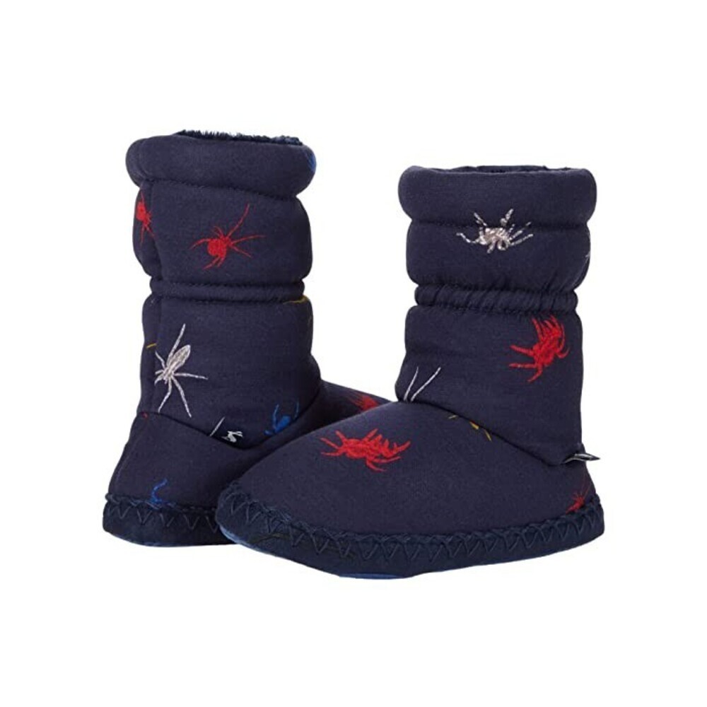 Joules Padabout Slippers Kids US 13 Navy Spider Print Pull On Mid-Calf JOBB716